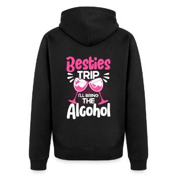 Besties Trip Urlaubsreise Urlaub Geschenk - Unisex Premium Bio Zip Hoodie - Schwarz - Hinten - Nico (187cm)