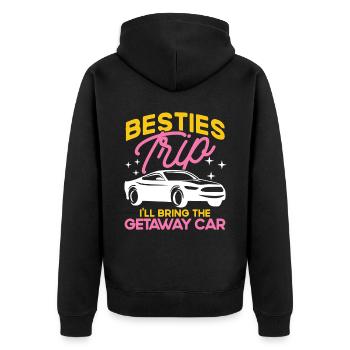 Besties Trip Urlaubsreise Urlaub Geschenk - Unisex Premium Bio Zip Hoodie - Schwarz - Hinten - Nico (187cm)