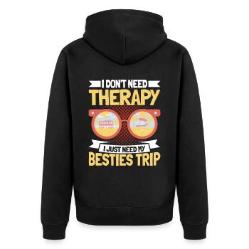 Besties Trip Urlaubsreise Urlaub Geschenk - Unisex Premium Bio Zip Hoodie - Schwarz - Hinten - Nico (187cm)