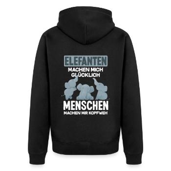 Elefant Tiere Liebe Geschenk - Unisex Premium Bio Zip Hoodie - Schwarz - Hinten - Nico (187cm)