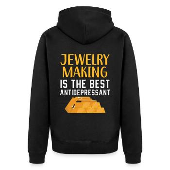 Schmuckherstellung ist der beste Antidepressiva-Juwelier - Unisex Premium Bio Zip Hoodie - Schwarz - Hinten - Nico (187cm)