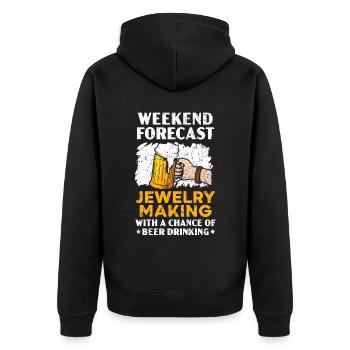 Schmuckherstellung mit einer Chance auf Biertrinken - Unisex Premium Bio Zip Hoodie - Schwarz - Hinten - Nico (187cm)
