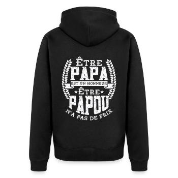 Être Papou N'a Pas De Sans Prix - Veste à capuche bio Premium Unisexe - noir - Dos - Nico (187cm)
