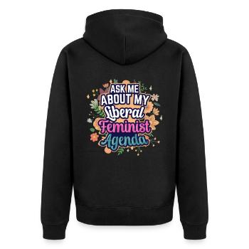 Liberal Feminist Agenda Feminism Feminist - Unisex Premium Organic Zip Hoodie - black - Back - Nico (187cm)