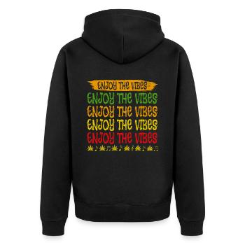 Enjoy The Vibes Reggae Style Design For - Unisex Premium Organic Zip Hoodie - black - Back - Nico (187cm)