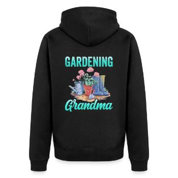 Gartenarbeit Oma Gärtnerin Garten Großmutter - Unisex Premium Bio Zip Hoodie - Schwarz - Hinten - Nico (187cm)