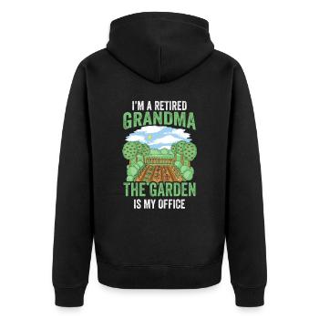 Ich Bin Eine Großmutter Im Ruhestand Garten Oma - Unisex Premium Bio Zip Hoodie - Schwarz - Hinten - Nico (187cm)