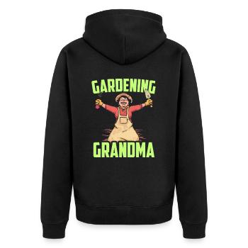 Gartenarbeit Oma Gärtnerin Garten Großmutter - Unisex Premium Bio Zip Hoodie - Schwarz - Hinten - Nico (187cm)