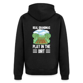 Echte Omas Spielen Im Dreck Oma Großmutter - Unisex Premium Bio Zip Hoodie - Schwarz - Hinten - Nico (187cm)