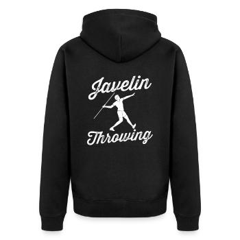 Speerwerfen Speerwerfer Speerwurf Speer - Unisex Premium Bio Zip Hoodie - Schwarz - Hinten - Nico (187cm)