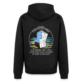 Strandkorb Ostsee Nordsee Witz Urlaub - Unisex Premium Bio Zip Hoodie - Schwarz - Hinten - Nico (187cm)
