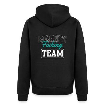 Magnet Fishing Team Magnetic Fishing Magnetic Fisherman - Unisex Premium Organic Zip Hoodie - black - Back - Nico (187cm)