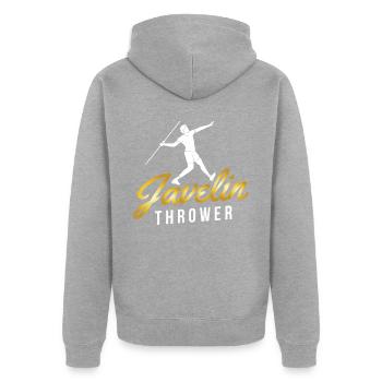 Speerwerfer Speer Speerwurf Speerwerfen - Unisex Premium Bio Zip Hoodie - Grau meliert - Hinten - Nico (187cm)
