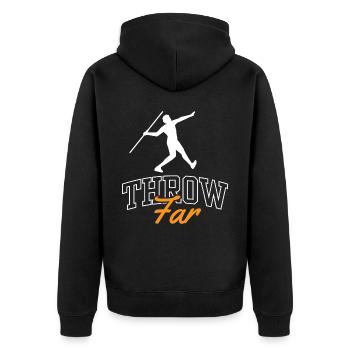 Werf Weit Speerwurf Speerwerfer Speerwerfen - Unisex Premium Bio Zip Hoodie - Schwarz - Hinten - Nico (187cm)
