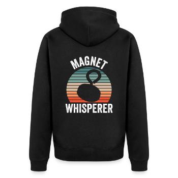 Magnet Whisperer Magnetic Fisher Magnetic Fishing - Unisex Premium Organic Zip Hoodie - black - Back - Nico (187cm)
