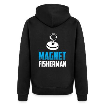 Magnetic Fisherman Magnetic Fishing Magnet - Unisex Premium Organic Zip Hoodie - black - Back - Nico (187cm)