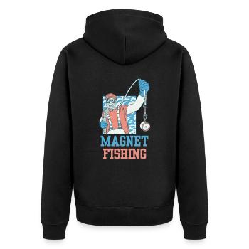 Magnetic Fishing Magnet Magnetic Fisherman - Unisex Premium Organic Zip Hoodie - black - Back - Nico (187cm)