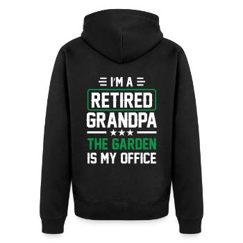 Bin Ein Opa Im Ruhestand Der Garten Ist Mein Büro - Unisex Premium Bio Zip Hoodie - Schwarz - Hinten - Nico (187cm)