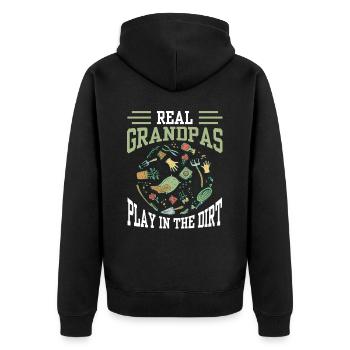 Echte Großväter Spielen Im Dreck Gartenarbeit - Unisex Premium Bio Zip Hoodie - Schwarz - Hinten - Nico (187cm)