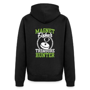 Magnetfischer Schatzsucher Magnet Magnetfischen - Unisex Premium Bio Zip Hoodie - Schwarz - Hinten - Nico (187cm)
