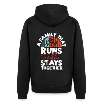 Running Runner Half Marathon - Unisex Premium Organic Zip Hoodie - black - Back - Nico (187cm)