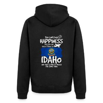 Idaho - Unisex Premium Bio Zip Hoodie - Schwarz - Hinten - Nico (187cm)