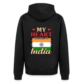 Indien - Unisex Premium Bio Zip Hoodie - Schwarz - Hinten - Nico (187cm)
