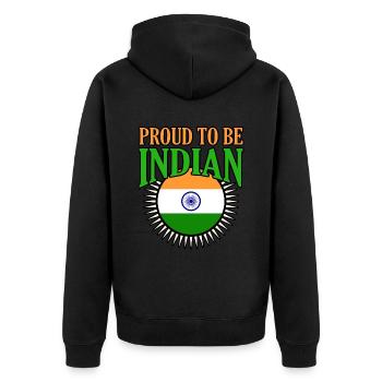 Indien - Unisex Premium Bio Zip Hoodie - Schwarz - Hinten - Nico (187cm)