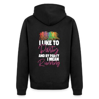 Running Runner Half Marathon I - Unisex Premium Organic Zip Hoodie - black - Back - Nico (187cm)