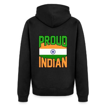 Indien - Unisex Premium Bio Zip Hoodie - Schwarz - Hinten - Nico (187cm)