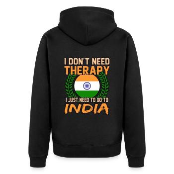 Indien - Unisex Premium Bio Zip Hoodie - Schwarz - Hinten - Nico (187cm)