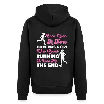 Running Runner Half Marathon Girl - Unisex Premium Organic Zip Hoodie - black - Back - Nico (187cm)