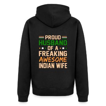Indien - Unisex Premium Bio Zip Hoodie - Schwarz - Hinten - Nico (187cm)