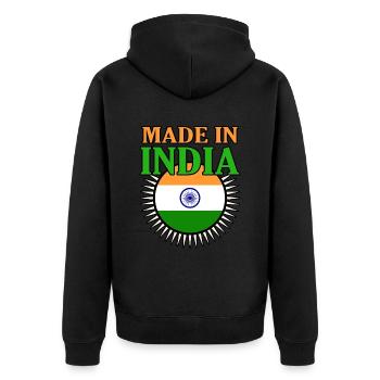 Indien - Unisex Premium Bio Zip Hoodie - Schwarz - Hinten - Nico (187cm)