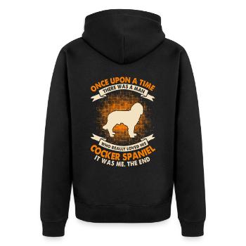 Once upon a time - Cocker Spaniel - Unisex Premium Organic Zip Hoodie - black - Back - Nico (187cm)