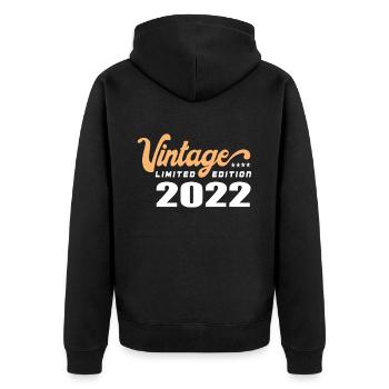 Vintage Geburtstag Geburtstag Retro 2022 Limited - Unisex Premium Bio Zip Hoodie - Schwarz - Hinten - Nico (187cm)
