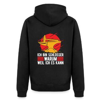 Schmied Schlosser Metallbauer Eisen - Unisex Premium Bio Zip Hoodie - Schwarz - Hinten - Nico (187cm)