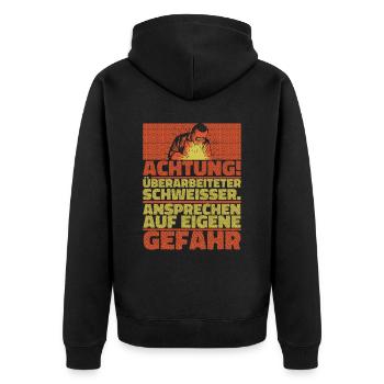 Schmied Schlosser Metallbauer Eisen - Unisex Premium Bio Zip Hoodie - Schwarz - Hinten - Nico (187cm)