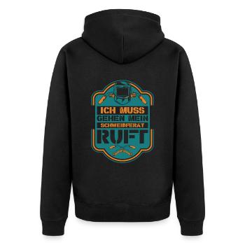 Schmied Schlosser Metallbauer Eisen - Unisex Premium Bio Zip Hoodie - Schwarz - Hinten - Nico (187cm)