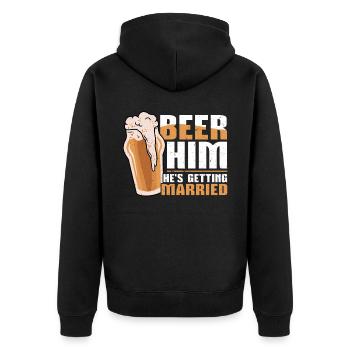 Beer Him - Il se marie - Enterrement de vie de garçon - Veste à capuche bio Premium Unisexe - noir - Dos - Nico (187cm)