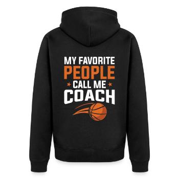 Basketball - Mes gens préférés appellent l’entraîneur - Veste à capuche bio Premium Unisexe - noir - Dos - Nico (187cm)