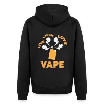 Vape E-Zigarette E-Shisha Zigaretten Rauchen - Unisex Premium Bio Zip Hoodie - Schwarz - Hinten - Nico (187cm)