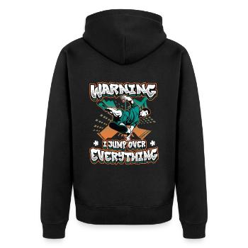 Warning: I jump over everything. - Unisex Premium Organic Zip Hoodie - black - Back - Nico (187cm)