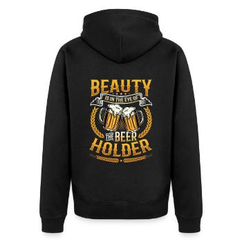 Lustiger Biertrinker - Unisex Premium Bio Zip Hoodie - Schwarz - Hinten - Nico (187cm)