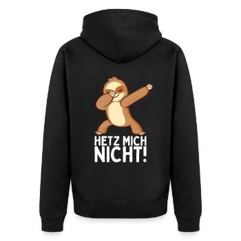Dabbendes Faultier Spruch für Faulenzer - Unisex Premium Bio Zip Hoodie - Schwarz - Hinten - Nico (187cm)