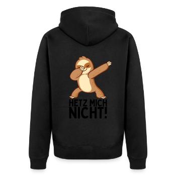 Dabbendes Faultier Spruch für Faulenzer - Unisex Premium Bio Zip Hoodie - Schwarz - Hinten - Nico (187cm)