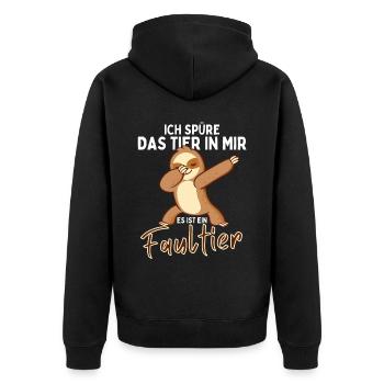 Dabbendes Faultier Spruch für Faulenzer - Unisex Premium Bio Zip Hoodie - Schwarz - Hinten - Nico (187cm)