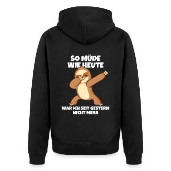 Dabbendes Faultier Spruch für Faulenzer - Unisex Premium Bio Zip Hoodie - Schwarz - Hinten - Nico (187cm)