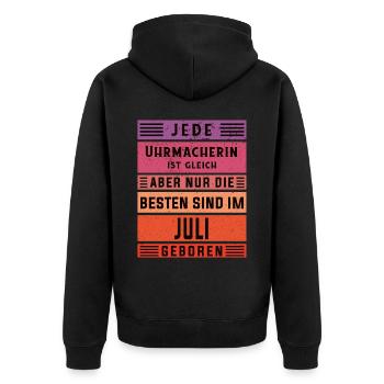 Feinmechaniker Geburtstag Juli geboren Uhrmacherin - Unisex Premium Bio Zip Hoodie - Schwarz - Hinten - Nico (187cm)