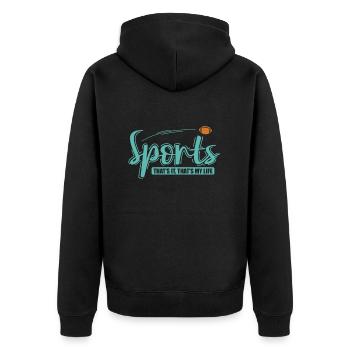 Sports that's it, that's my Life Amerika - Unisex Premium Bio Zip Hoodie - Schwarz - Hinten - Nico (187cm)